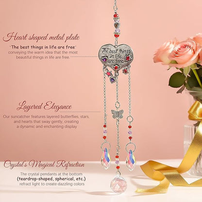 H&D HYALINE & DORA Garden Suncatchers Heart Shaped Crystal Suncatchers for Window Rainbow Maker Hanging Ornament Gift