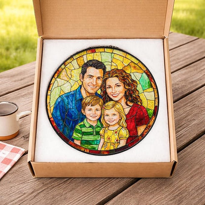 Personalized Grandma Stained Glass Sun Catcher, Custom Photo Window Hanging, Personalized Stained Glass, Gift for Grandma, Grandparents, Christmas, Birthday, Keepsake, Christmas Ornament, P1