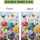Hydrangea Garden Flag 12x18 Double Sided, Spring Summer Floral Welcome Yard Decor, Farmhouse Outdoor Flag for Lawn Patio Porch