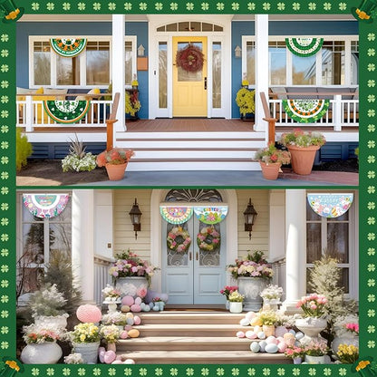 Lounsweer 12 Pcs Easter Bunting Flag Banners 3 x 1.5 ft Easter Bunting Garden Flag Hanging Decor Polyester for Holiday Lawn Yard Outdoor Decor