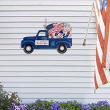 Glitzhome 23.75" H Metal Truck Patriotic Garden Yard Signs with Stake, 4th of July Welcome American Holiday Wall Outdoor Backyard Party Patriot's Day Decon