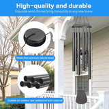 Wind Chimes Outdoor - 6 Tubes 26" Memorial Garden Chime, Retirement & Sympathy Gift for Patio Yard Decoration, Retired Gift for Mom Women Grandma Neighbors Black