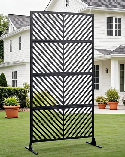 Hipicute 72" H×40" W Freestanding Metal Privacy Screen for Outdoor Patio - Heavy-Duty Rust-Resistant Decorative Fence Panel | Weatherproof Design | Patio Privacy Screen, Metal Freestanding
