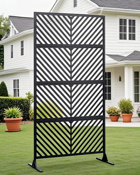 Hipicute 72" H×40" W Freestanding Metal Privacy Screen for Outdoor Patio - Heavy-Duty Rust-Resistant Decorative Fence Panel | Weatherproof Design | Patio Privacy Screen, Metal Freestanding