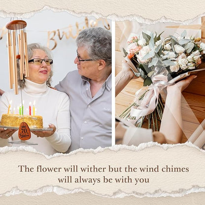 Leebbsin Birthday Gifts for Women, 70th Birthday Gifts Wind Chimes, Happy 70 Years Old Gift for Women Friendship, Best Friends, Coworker, Sister, Mom, Wife, Best Gift Ideas-Large 36''