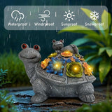 J.CARP Outdoor Solar Garden Turtle Statue with Succulents and 7 LED Lights for Garden, Patio, Lawn, Outdoor Patio and Deck Decorations, Unique Housewarming Gifts