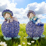 Charming Boy and Girl Garden Figurines Lavender Themed Decor Statues Spring Summer Resin Figures for Outdoor Patio Lawn Yard Art Decoration