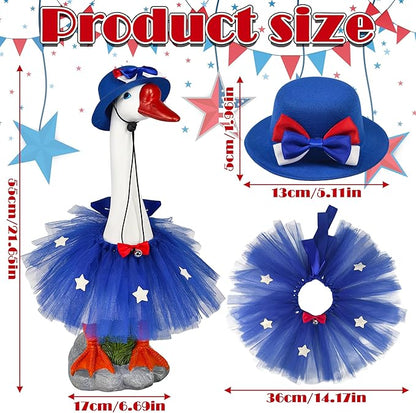 Large Porch Goose with Independence Day Outfits Decor - 20" Lifelike Porch Goose Statue Set,Indoor or Outdoor Decorative Figurine for Garden,Patio,Lawn,Entryway Accent,4th of july,Gifts for Women