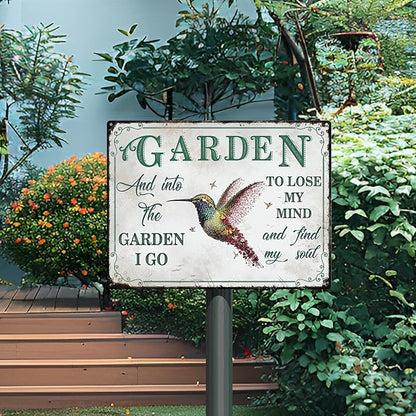 Bnesi Garden Signs for Outside Rustic Garden Home Outdoor Sign Decor Gift for Mothers Day, Grandmas Humming Bird Outside Sign Decoration Welcome Sign Patio Signs and Decor Outdoor (Green, Plant)