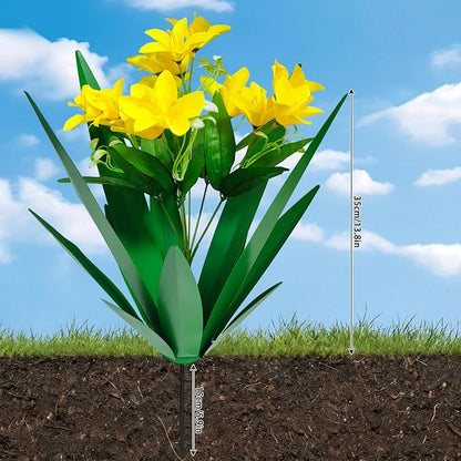 DDQ Metal Agave Plant Outdoor Decor with Artificial Flowers, Mexican Style Garden Sculpture, Waterproof Yard Art for Patio Lawn, Multiple Flower Options (Green Agave + Sunflower/Red/Yellow/Purple)