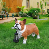 French Bulldog Garden Statue with Solar Lantern & Double-Sided Sign - Realistic Frenchie Outdoor Decor for Patio, Yard, Porch - Waterproof Resin Dog Sculpture - Gift for Frenchie Lovers, Mom, Dad