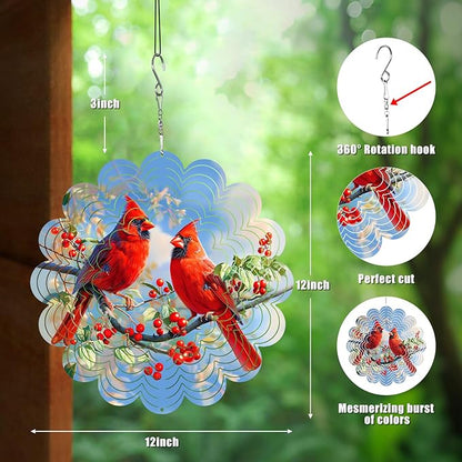 Cardinal Gifts for Mom, Moms Wind Spinners, Mother's Day Best Gift for Mom, Mother Birthday Gift from Daughter Son, Love Reminder Gifts for Mother's Day, Garden Decor Gifts for Outside, Patio, 12in