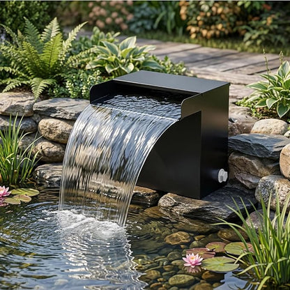 Pond Waterfall Spillway Kit with 800 GPH Pump, 5-Layer Filtration system, 9.8FT Oxford Hose, Complete Pond Kit for Outdoor Ponds, Koi Pond Waterfall Kit, Fountain Feature (12"L x 10.4"W x 12.5"H)