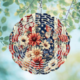 American Butterfly Floral Wind Spinner Outdoor, USA 250th Anniversary Wind Chime, 8 Inch 3D Metal Garden Wind Spinner, Stainless Steel Patriotic Yard Hanging Decor Gift