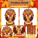 DoubleFill 8 Pcs Thanksgiving Turkey Outdoor Hanging Decorations with Tassels Fall Harvest Yard Decoration Windsocks for Outside 3.3ft Signs for Wall Home Lawn Yard Tree Party Supplies Garden Decor