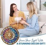 FLAGWIX Spiritual Gifts for Women Men - Stained Glass Window Hanging 8 in for Sun and Moon Decor - Sun Catchers Indoor Window, Boho Suncatchers for Celestial Decor