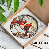 7.8" Cardinals Stained Glass Suncatcher, Red Birds Suncatcher for Window Hanging, Decor for Home Garden Housewarming, Cardinal Gift for Women, Girl, Mom, Grandma, Friend BIRD-41B-SG8