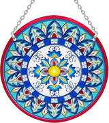 Mandala Suncatcher Stained Glass - Handmade Gifts for Women, Suncatchers for Windows - Window Hangings with Chain and Hook, 6 inch Stained Glass Suncatcher for Mom