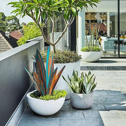 KRYSA DIY Metal Agave Plant Art Yard Tequila Art Sculpture, Anti-Rust Metal Tequila Agave Plant, for Yard, Garden Lawn Ornaments (Yellow,10.6 inches)