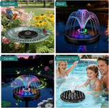 Jhua Solar Fountain for Bird Bath Pump with Led Lights Solar Powered Water Pump Kit with 8 Nozzles 200L/H Floating Water Fountain for Outdoor Garden Ponds Pool Fish Tank Aquarium