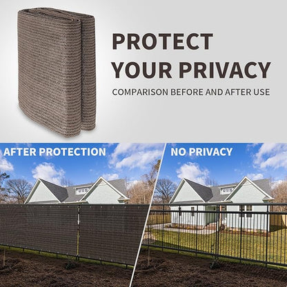 LOVE STORY Custom Size 2'6''x11' Brown Balcony Privacy Screen,UV Block Privacy Fence Screen,90% Shield for Outdoor Pool Garden Apartment Railing