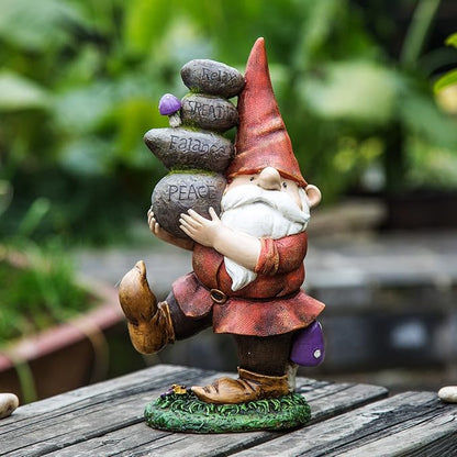 Ivy Home Gnome Statue Outdoor Decor Statue for Garden Decorative, Gnome Carried Stones