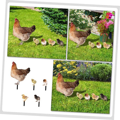 Mikikit 5pcs Acrylic Chicken Stakes Rustic Lawn Decoration for Outdoor Patio Garden Weather Resistant Garden Statues for Backyard and Farm Decor