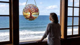 Funoasis Stained Glass Window Hanging 6.3 Inches Suncatcher - The Tree of Life Shines Brightly in The Sunlight Ornaments Sun Catcher Home Decor Women Birthday