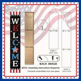 Patriotic 4th of July Independence Day Porch Sign Decor Memorial Day Wooden Hanging Sign Door Porch Standing Decorative Signs Plaques Front Door Farmhouse Outdoor Indoor Welcome Sign Wall Craft Decor 47.2"H
