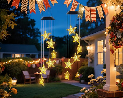 Starfish Wind Chime,Christmas Solar Wind Chimes for Outside,Waterproof Hanging Solar Lights 6 Color Changing LED Light Windchime Outdoor Decor Gift for Holiday Garden Porch Patio Yard Decor