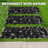 River Rock Stepping Stones Outdoor for Garden Walkway, 6 Pcs 16" L x 6" W Rectangle Shape Paver Step Stones Polished Pebble River Stone Mat for Yard Lawn Patio Pathway Walk Way - Black