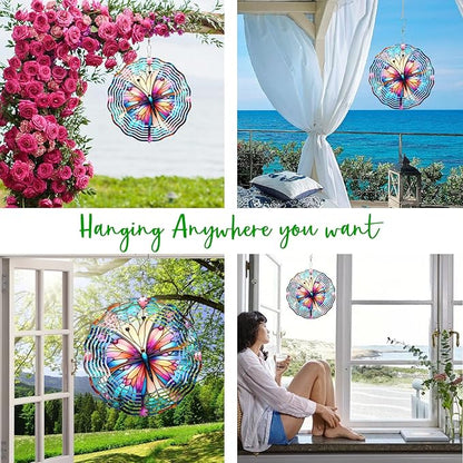 Purple Butterfly Wind Spinner 3D Butterfly Spinners Exquisite Outdoor Garden Decoration 3D Stainless Steel Butterfly Spinner with Unique Visual Effect Perfec Sculptures Gift 10 Inch