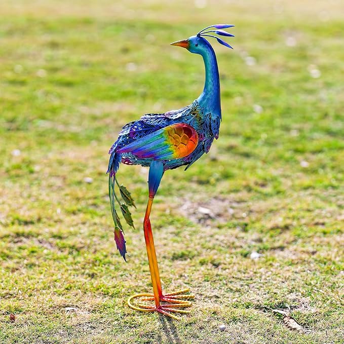 Metal Peacock Garden Decor Outdoor Statue, Peacock Yard Art Sculptures Outside Decoration for Home Patio Lawn Backyard, Gift for Women Moms Grandma