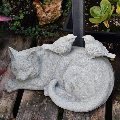 Garden Ornaments Outdoor Garden Animal Statues Cat Sculptures Bird Resin Retro Model Crafts Home Gardening Decoration Outdoor Ornaments Garden Ornaments