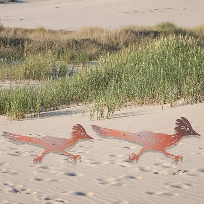 2 Pcs Roadrunner Garden Art Metal Yard Art Decorative Garden Stakes Southwest Desert Bird Decor for Garden Yard Metal Yard Ornaments Bird Art Mexican Roadrunner Gifts (Vivid)