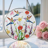 8 Inch Hummingbirds Stained Glass Suncatcher, Stained Glass Window Hanging, Window Hanging Decor, Hummingbird Sun Catcher, Gifts for Women Mom Grandma, Mother Day, Birthday, Christmas