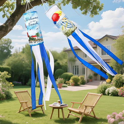 NOVWANG 40 Inch Lighthouse Windsock, Cruise Wind Sock for Vacation Beach Party Decorations Summer Outdoor Hanging Flag for Garden Yard Patio Decor