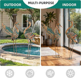 Extra-Large 36.8" Metal Crane Garden Statue, Handcrafted Blue Heron Decor Sculptures with Stable U-Ground Stakes, Backyard Decoration, Metal Garden Bird Animal Yard Art, Lawn Ornament Decor