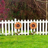 Metal Sunflower Garden Stakes Flower Yard Art Planter Stake Party Lawn Pathway Walkway Patio Decor Yard Sign Indoor Outdoor Decoration (36"+36")