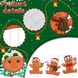 3 Pack Metal Christmas Yard Signs Decor for Multiple Stacked,Voumsil Christmas Yard Stakes with Gingerbread Man Fall Yard Decor for Outside Garden Yard Lawn Porch
