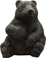 Sitting Bear Cub Stone Garden Statue 12in Tall Autumn Brown Color