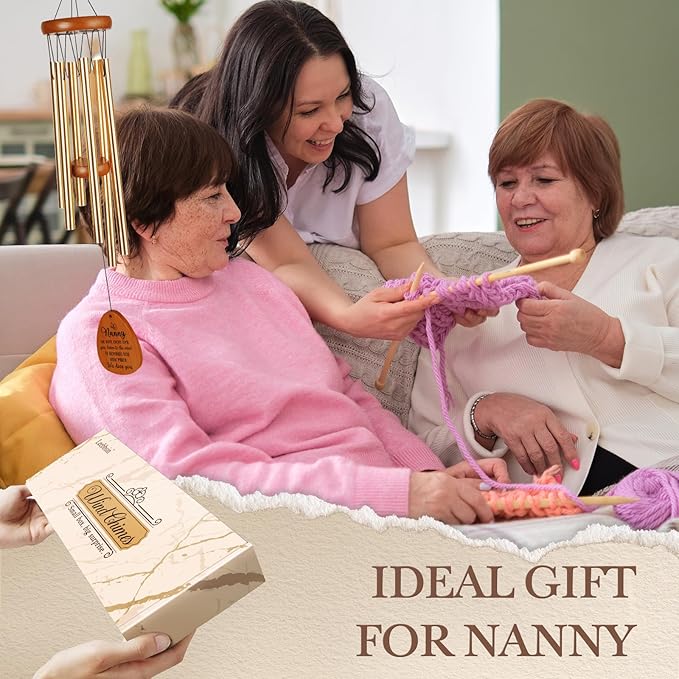 Leebbsin Gifts for Nanny, Nannys Wind Chime, Mother's Day Best Gift for Nanny, Birthday Gifts from Grandchildren, Gift Ideas for Mothers Day, Thanksgiving, Christmas