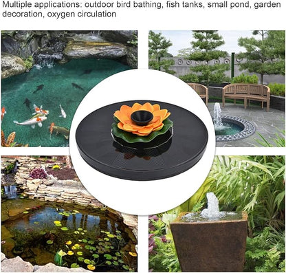 Milltrip Flower Solar Fountain, Floating Solar Powered Water Feature for Bird Bath, Garden Pond & Outdoor Decor (Orange)