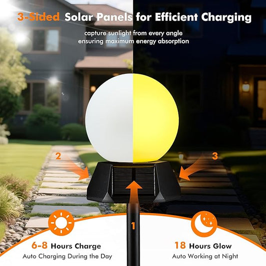 BlcTec Solar Pathway Lights Outdoor, Warm White Path Lights with 3-Sided Solar Panels, 18H Runtime, IP65 Waterproof, Auto On/Off for Patio, Garden, Lawn, Driveway, Yard, Landscape Decor, 4 Pack