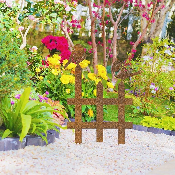 3 Pcs Small Garden Fence with 6 Pieces Birds Decoration, Metal Birds Yard Decor, Insert Lawn Picket Fence Garden Borders Decorative for Landscape Path Flowerbeds Plant Yard, Fence Decorations Outdoor