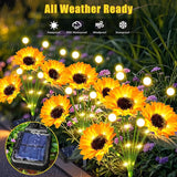 Solar Lights Outdoor Garden Decor,4 Pack Sunflower with Firefly Lights,Solar Flowers Lights Waterproof,Birthday Gifts for Mom Women Grandma,Outside Decorative Garden Stakes for Yard Patio Porch Lawn