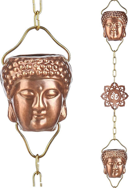 Good Directions 474P-8 Buddha Head Rain Chain 8-1/2 Feet Long, 12 Large Figures,100% Pure Copper