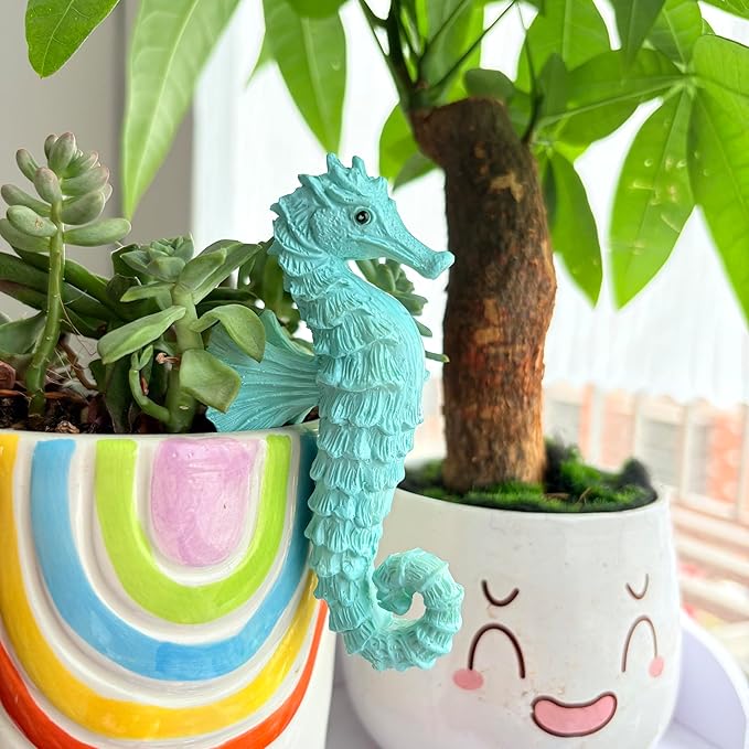 Seahorse Figure Plant Pot Hanger, Turtle Flower Pot Hugger, Resin Tortoise Statue, Funny Pot Huggers for Planters, Cute Climbing Tortoise Flower Pot Hugger, Garden Fence Balcony Patio Yard (Seahorse)