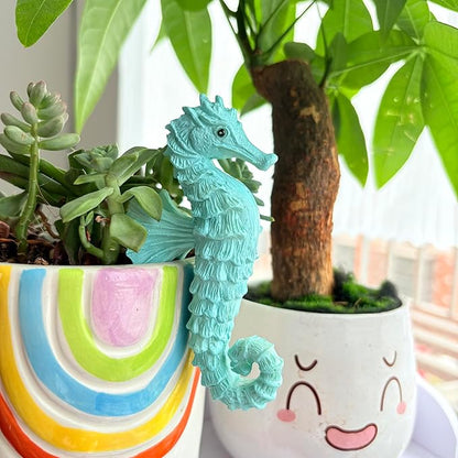 Seahorse Figure Plant Pot Hanger, Turtle Flower Pot Hugger, Resin Tortoise Statue, Funny Pot Huggers for Planters, Cute Climbing Tortoise Flower Pot Hugger, Garden Fence Balcony Patio Yard (Seahorse)