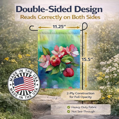 Caroline's Treasures Arkansas Apple Blossom in Watercolor Garden Flag Mailbox Flag Decorative Yard Flag Banner Outside Patio Artwork Yard Flower Beds, Garden Size, Multicolor